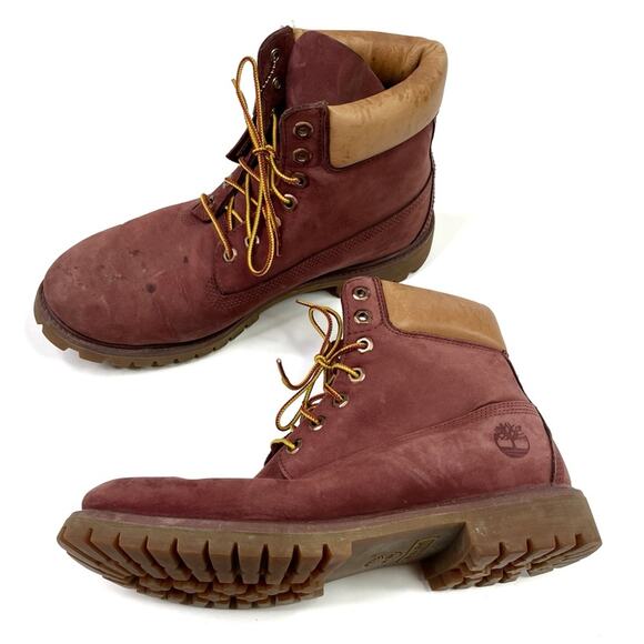 Timberland Men's Waterproof Burgundy Tan Leather Boots Primaloft Size 10.5M - Picture 1 of 15